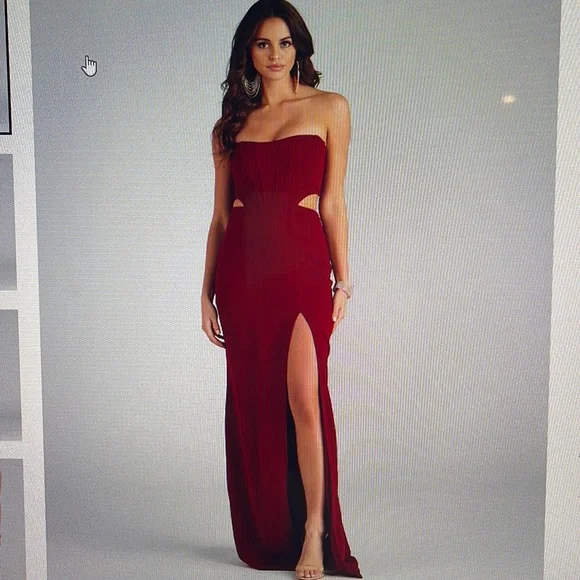 hallie formal high slit corset dress Miss Circle Women Holly Black Crystallized Corset High Slit Satin Gown main image 0